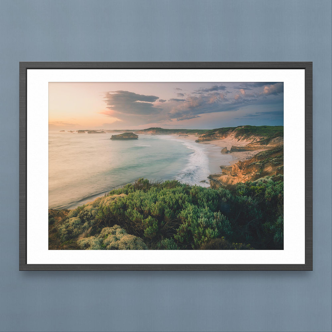 Bay Of Martyrs Sunset Photography Print Black Frame Mockup