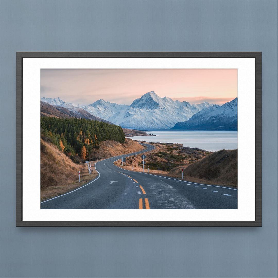 Highway 80 Sunrise Photography Print - Snowy Aoraki/Mount Cook View