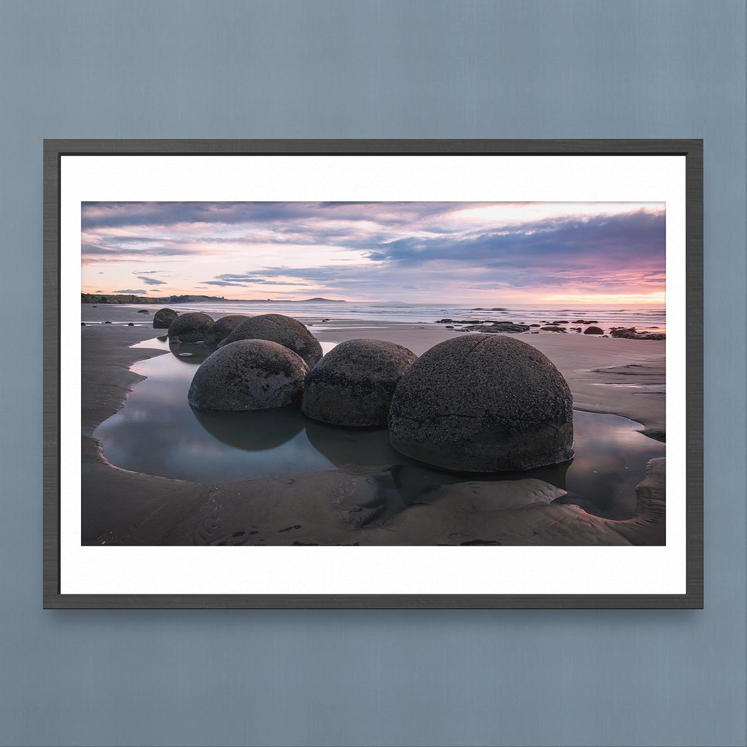 Moeraki Boulders Sunrise Photography Print - New Zealand Coastal Landscape