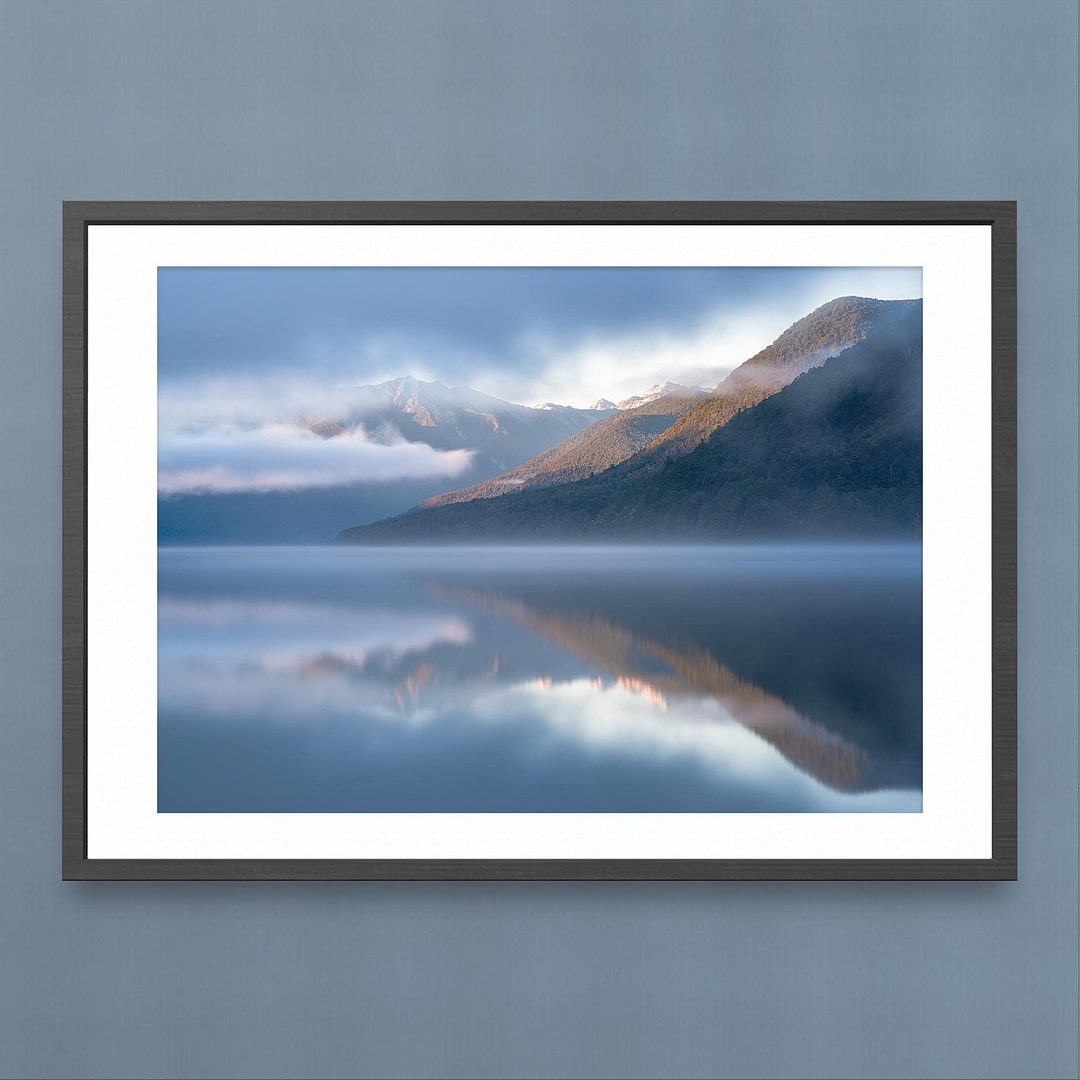 Morning Mist at Lake Rotoroa Photography Print - Nelson Lakes Reflection