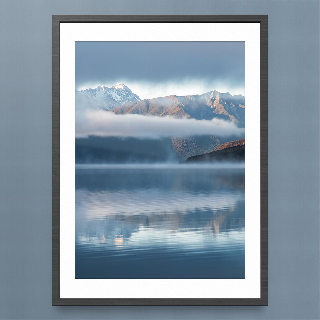 Nelson Lakes Morning Mist Photography Print - Lake Rotoroa Reflection