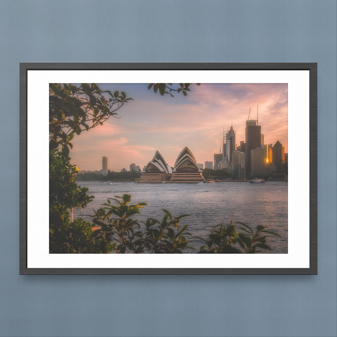 Sydney Opera House Sunset Print - Black Frame Mockup
