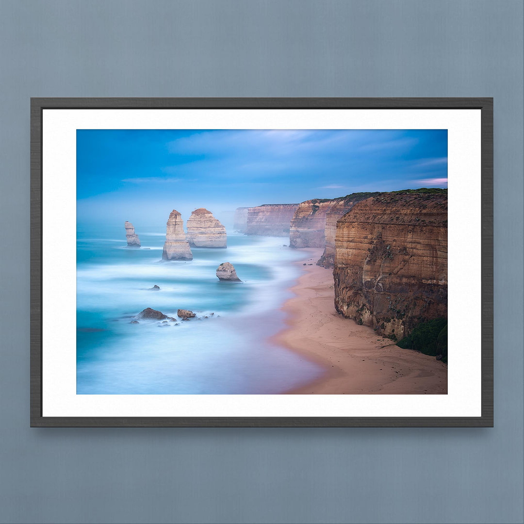 Twelve Apostles Long Exposure Morning Print -Black Frame Mockup