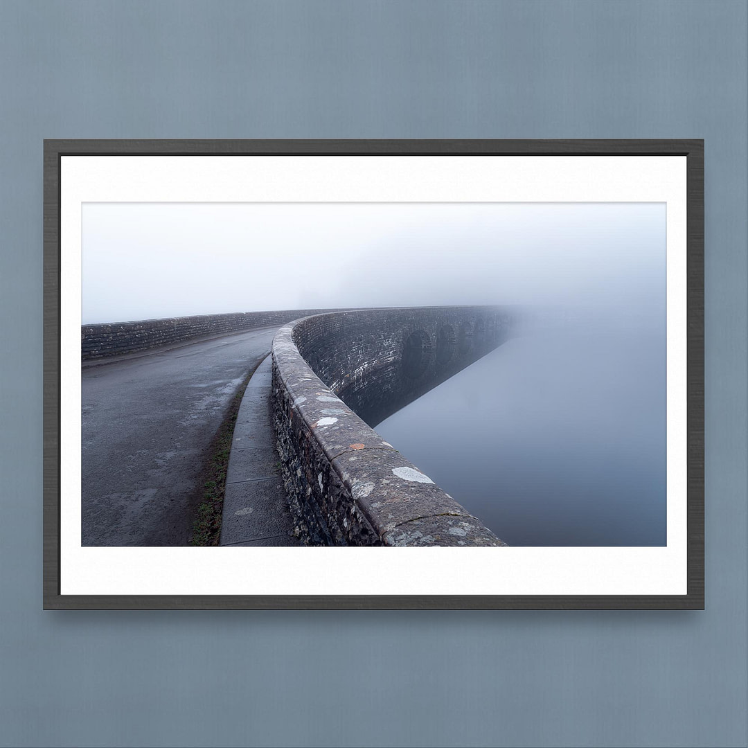 Garreg Ddu Dam Foggy Morning Photography Print - Atmospheric View