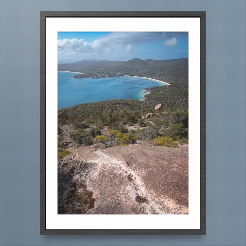 Coles Bay View Photography Print - Freycinet National Park, Tasmania - Black Frame Mockup
